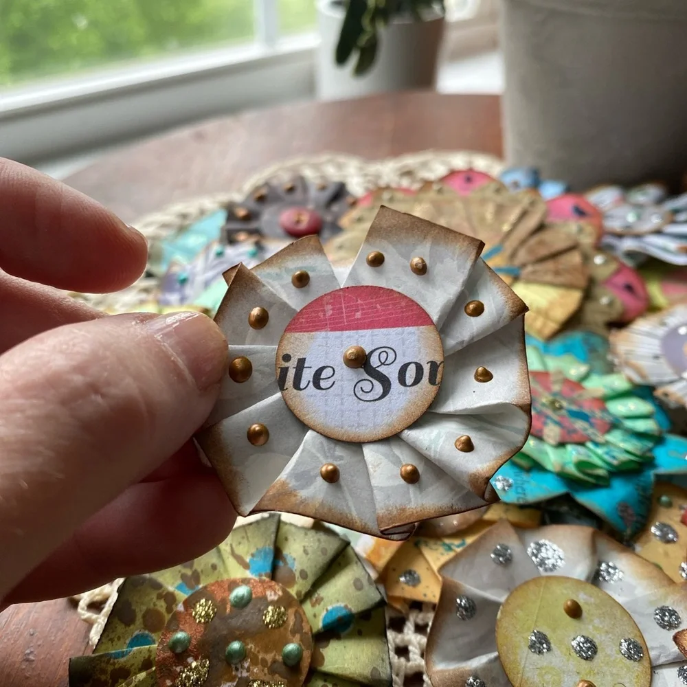 NEW!! Handcrafted Embellished Paper Flowers.
